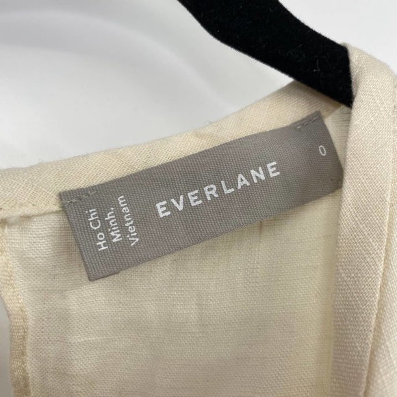 Everlane Tiered Linen Sleeveless Midi Dress Open Back Fit and Flare Ivory New 0 - Picture 6 of 7